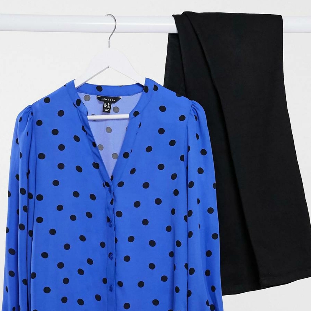 Polka Dot Puff Sleeve Shirt